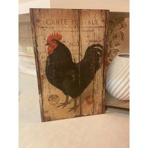 Wooden Rooster Wall Art - Black Rooster